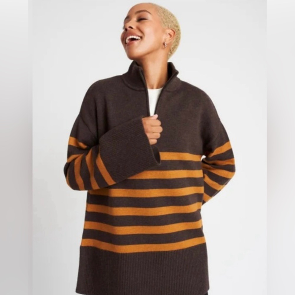 Kit and Ace Maroon and Cream Striped Sweater - Picture 7 of 7